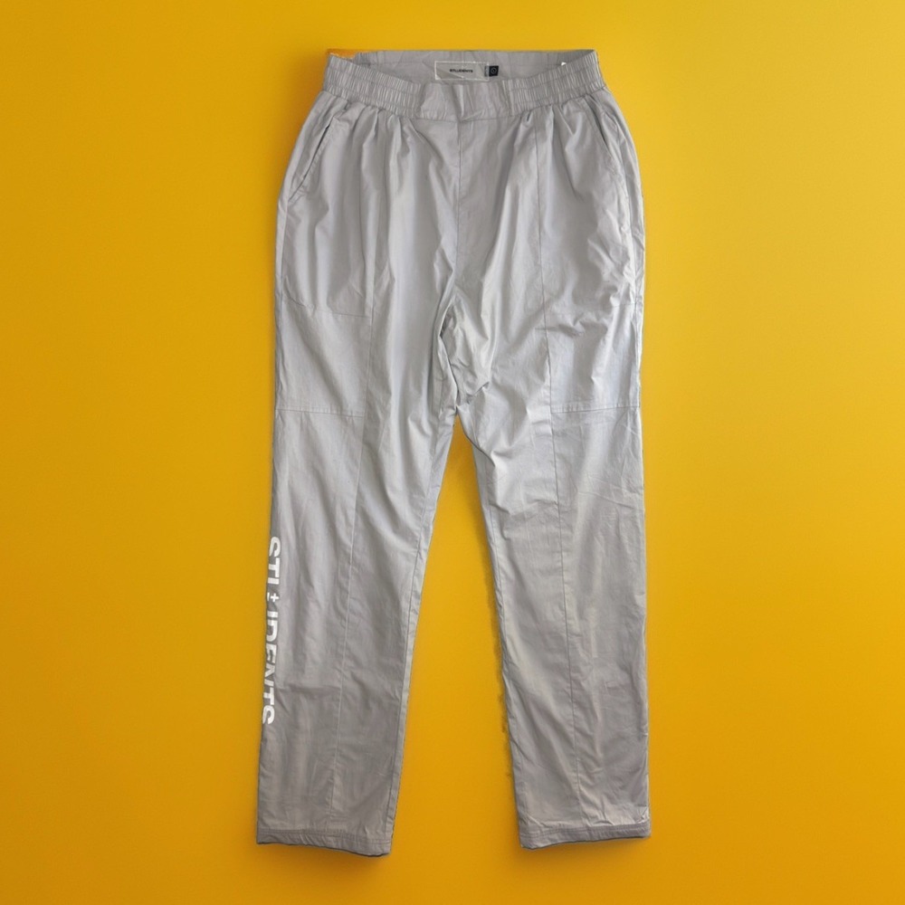 Students Logo Track Pants Joggers Gray Reflective Athletic Men's Size L